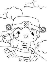 CNY Chinese New Year Kids Holiday Celebration Cartoon Coloring Activity for Kids and Adult