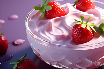 Yogurt with strawberries (Generative AI)