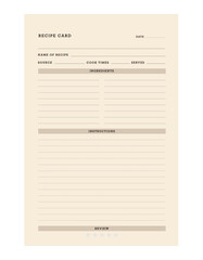recipe card. Plan you food day easily. Vector illustration	