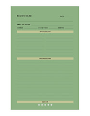 recipe card. Plan you food day easily. Vector illustration	