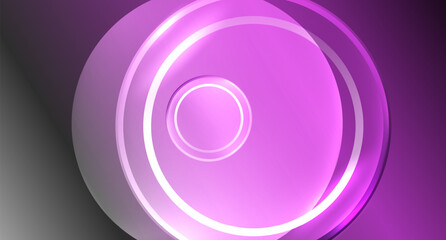 Neon glass circle copyspace for your text or product presentation geometric background. Vector illustration For Wallpaper, Banner, Background, Card, Book Illustration, landing page