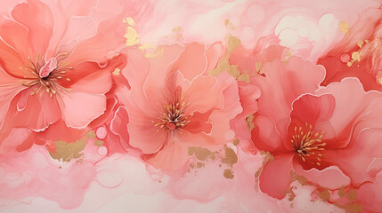 coral pink alcohol art floral fluid art painting background alcohol ink technique