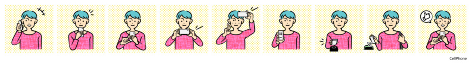 人物イラスト（スマートフォン）