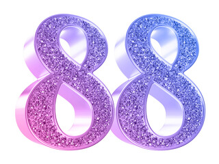 Gradient glitter 3d number88