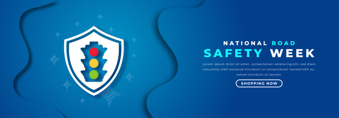 National Road Safety Week Paper cut style Vector Design Illustration for Background, Poster, Banner, Advertising, Greeting Card