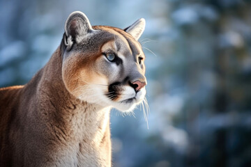 Close up of a puma isolated of natural background. generative ai