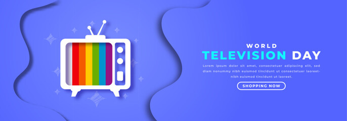 World Television Day Paper cut style Vector Design Illustration for Background, Poster, Banner, Advertising, Greeting Card
