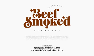 Beefsmoked creative modern urban alphabet font. Digital abstract moslem, futuristic, fashion, sport, minimal technology typography. Simple numeric vector illustration