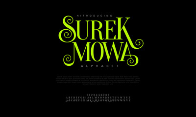 Surekmowacreative modern urban alphabet font. Digital abstract moslem, futuristic, fashion, sport, minimal technology typography. Simple numeric vector illustration