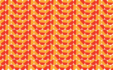 Red and orange colored circle vector pattern. Repeated pattern. Suitable for wallpaper, fabric, banner, backdrop, and cover.