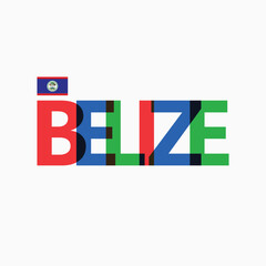Belize's colorful typography with its vectorized national flag. Caribbean country RGB typography.