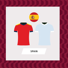 Spain football national team uniform flat illustration with the round national flag. European country football team.