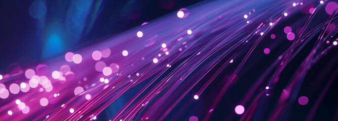 Data flowing through optic fiber cable - obrazy, fototapety, plakaty