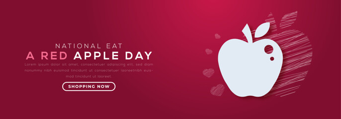 National Eat a Red Apple Day Paper cut style Vector Design Illustration for Background, Poster, Banner, Advertising, Greeting Card