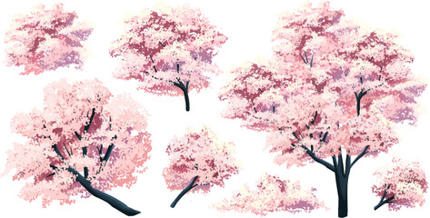 Free vector japan sakura cherry branch blossom with blooming flowers design constructor