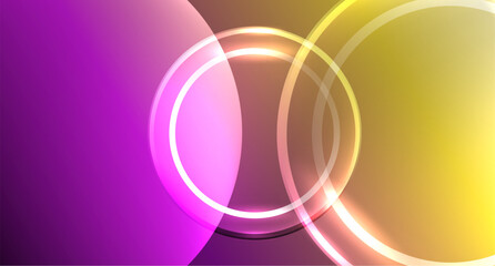Neon glass circle copyspace for your text or product presentation geometric background. Vector illustration For Wallpaper, Banner, Background, Card, Book Illustration, landing page