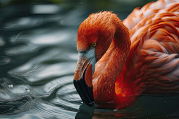 Beautiful flamingo on the water AI Generative