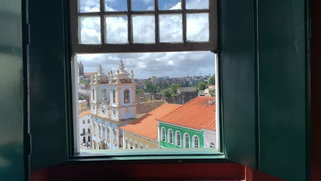 A view of Pelourinho through a Jorge Amado's House Foundation window in Salvador, Bahia - Brazil