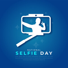 National Selfie Day Paper cut style Vector Design Illustration for Background, Poster, Banner, Advertising, Greeting Card