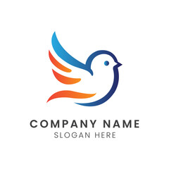 "A close up of a bird logo with a blue and orange background" depicts a detailed bird emblem against a vibrant backdrop, perfect for brand identity, logo design, and nature-themed marketing materials.