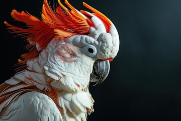 Side view Major Mitchell's Cockatoo isolated on black AI Generative