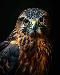 Portrait angry of Northern Harrier isolated on black AI Generative