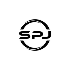SPJ letter logo design with white background in illustrator, cube logo, vector logo, modern alphabet font overlap style. calligraphy designs for logo, Poster, Invitation, etc.
