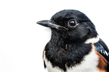 Side view of oriental magpie-robin isolated on white AI Generative