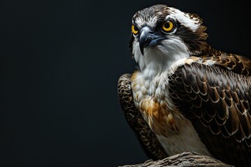 Portrait angry of Osprey isolated on black AI Generative