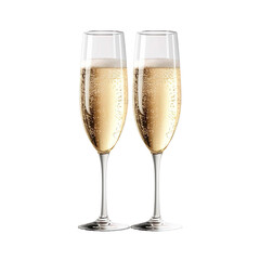 Two glasses of champagne isolated on transparent background