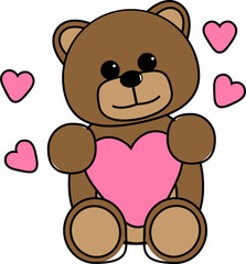 Fototapeta premium Teddy With Pink Heart
