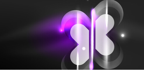 Abstract background glowing neon light geometric shapes. Space cosmic or magic energy vector wallpaper For Wallpaper, Banner, Background, Card, Book Illustration, landing page