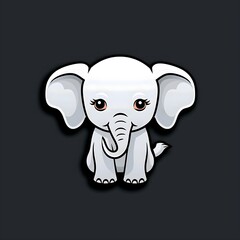 Cute elephant minimalist sticker isolated on black background. 8k resolution. Best for accessories kid and baby