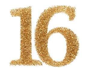 Gold glitter number 16