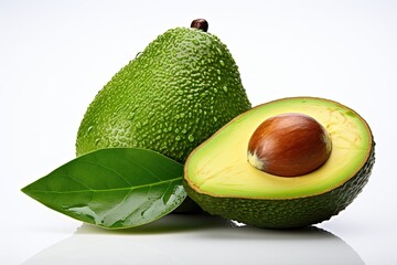 A large ripe avocado on a white background.