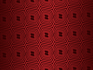 red with a shiny modern geometric pattern. Red steel floor background.
