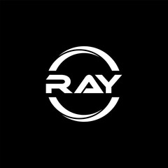 RAY letter logo design with black background in illustrator, cube logo, vector logo, modern alphabet font overlap style. calligraphy designs for logo, Poster, Invitation, etc.