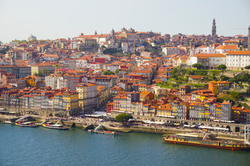 View of Lisbon, Capital city of Portugal with river and boats