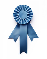 Blue ribbon award isolated on white background