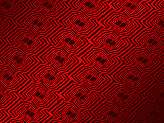 red with a shiny modern geometric pattern. Red steel floor background.