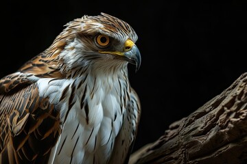 Obraz premium Majestic Short-toed Snake Eagle standing in small root AI Generative