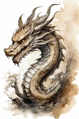 ink painting asian chinese dragon illustration