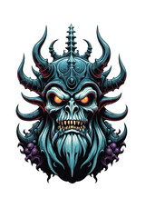 Obraz premium Viking mask with angry face illustration transparent background.