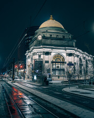 The Buffalo Savings Bank at night, Buffalo, New York