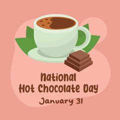 Ideal for National Hot Chocolate Day celebrations, this vector graphic depicts the holiday.