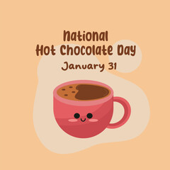 Ideal for National Hot Chocolate Day celebrations, this vector graphic depicts the holiday.