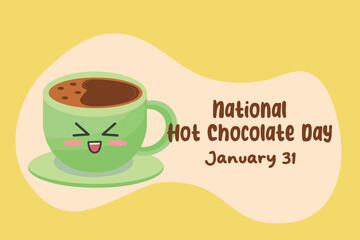 Ideal for National Hot Chocolate Day celebrations, this vector graphic depicts the holiday.