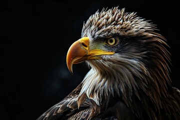 Obraz premium Portrait White-tailed Eagle Isolated on black AI Generative