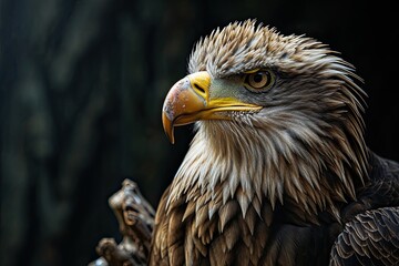 Fototapeta premium Majestic White-tailed Eagle Isolated on black AI Generative