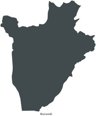 Map of Burundi. A country in East Africa. Elegant Black Edition